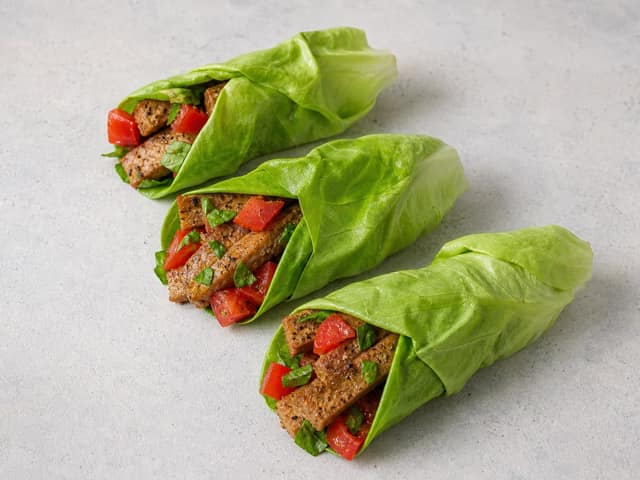 Prepared seitan tomato basil roll-ups
