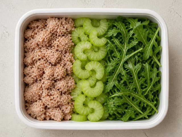 Prepared tuna celery rocket box